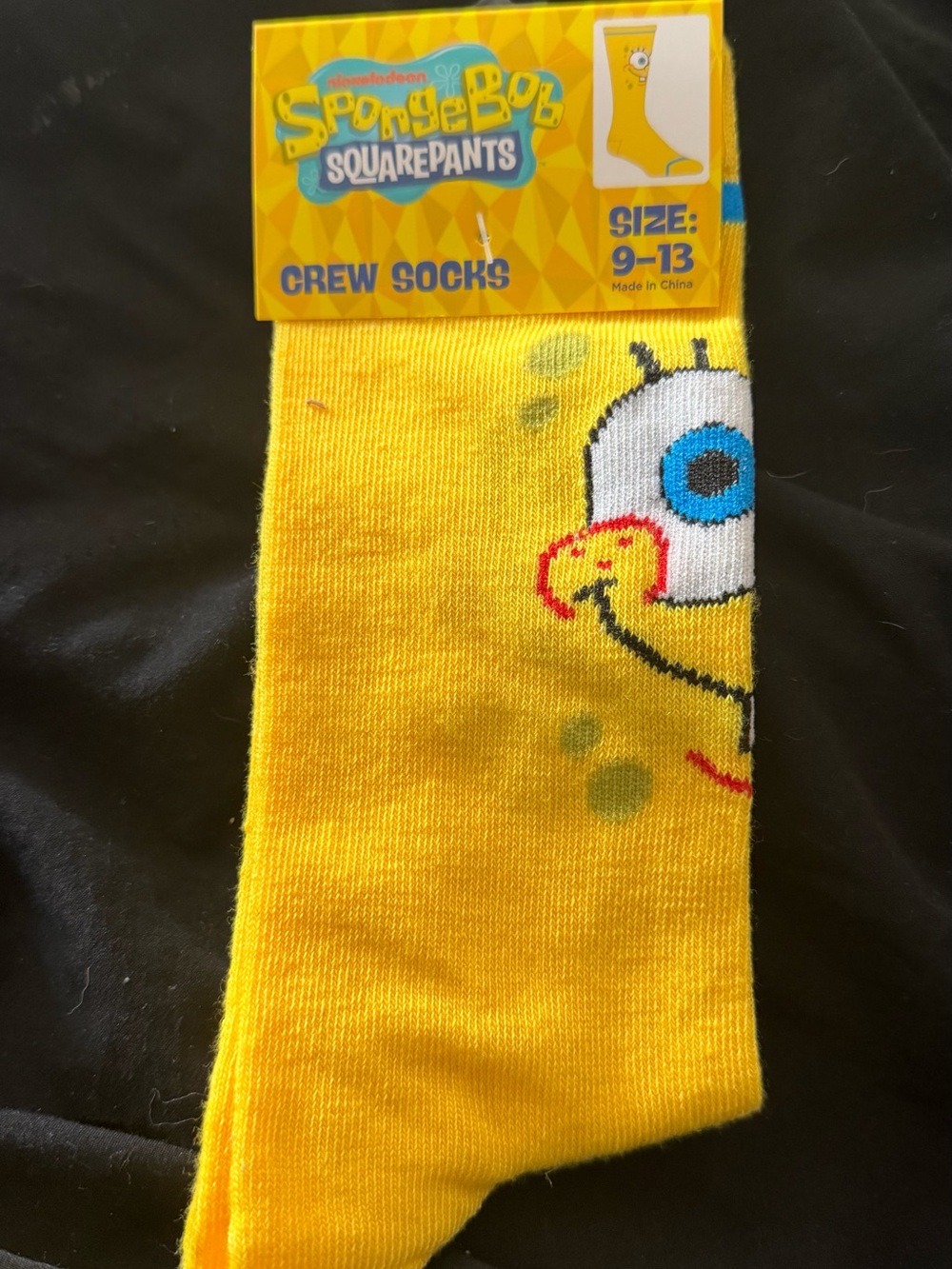 SpongeBob Squarepants Yellow Socks with Blue Eye and Red Accent NWT